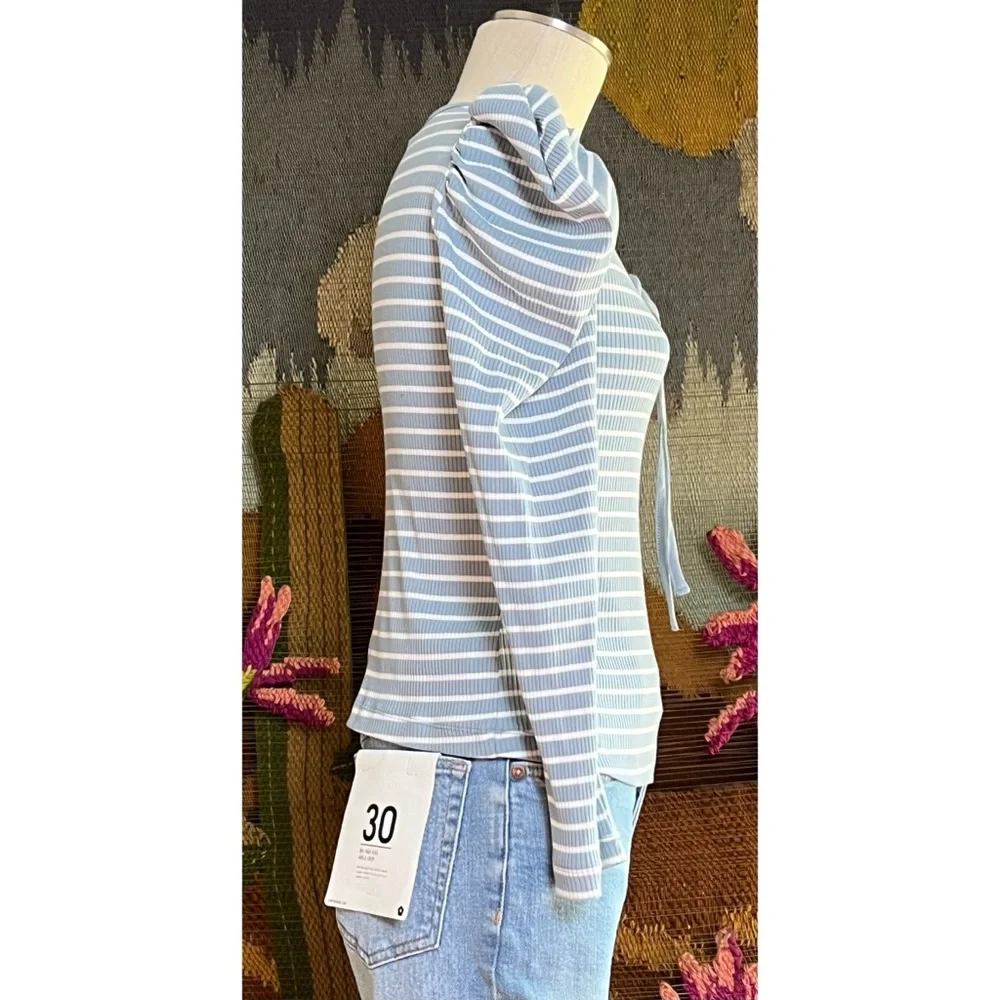 Anthropologie Puff Sleeve Tie Front Top M